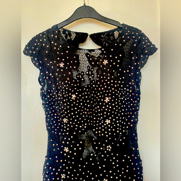 Jovani Rhinestone Gown, open low back, worn once, medium flowing train, like new - Picture 10 of 15